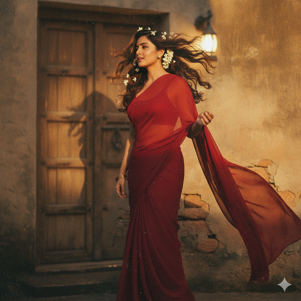Gemini Red Saree Trend Prompt