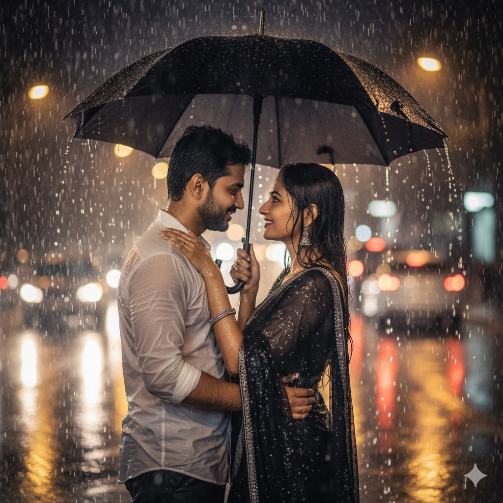 Best Gemini Couple Photo Prompts in Rain
