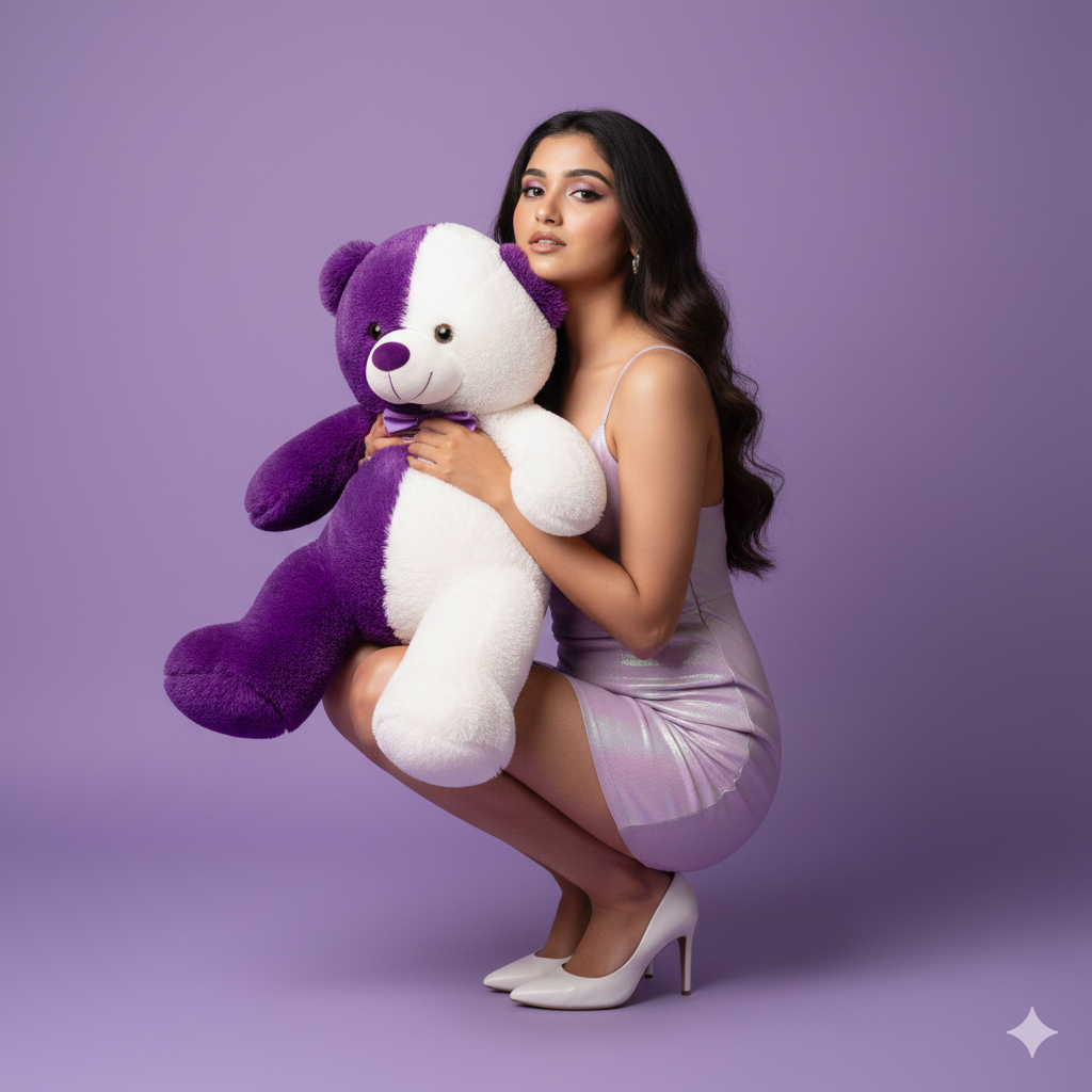 Retro Style Gemini Girl Prompts purple dress