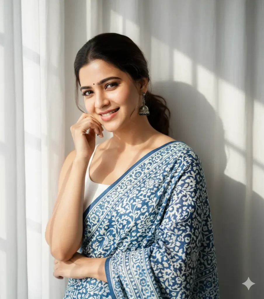 Blue Saree Gemini AI Prompt for Girls