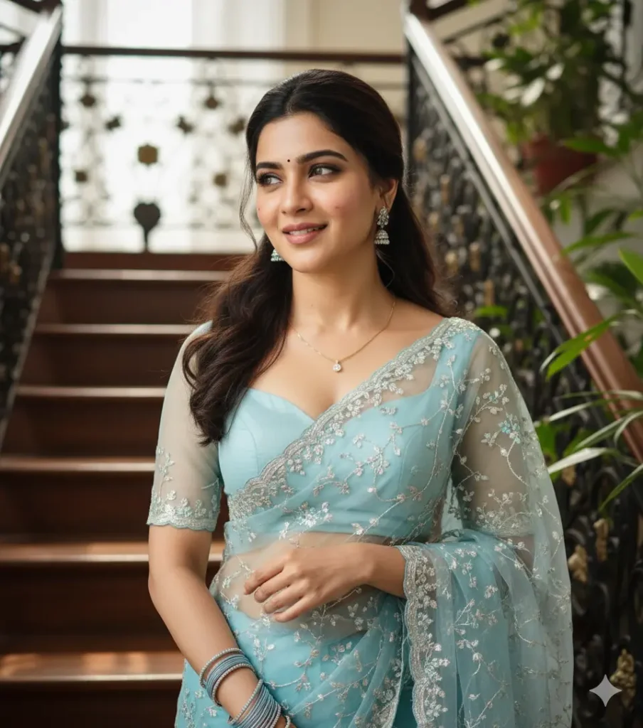 Blue Saree Gemini AI Prompt for Girls