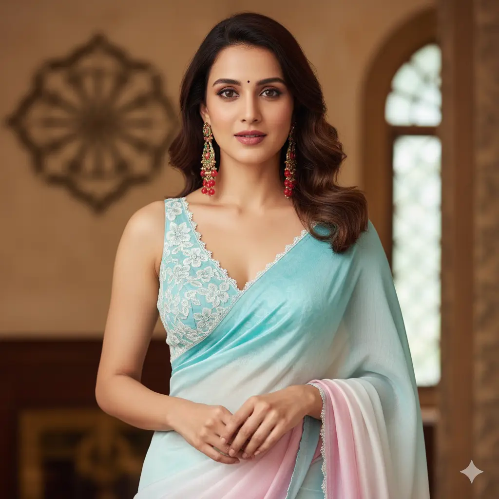 Blue Saree Gemini AI Prompt for Girls