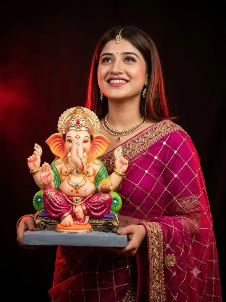 Ganesh Chaturthi AI Image Prompts for Girls